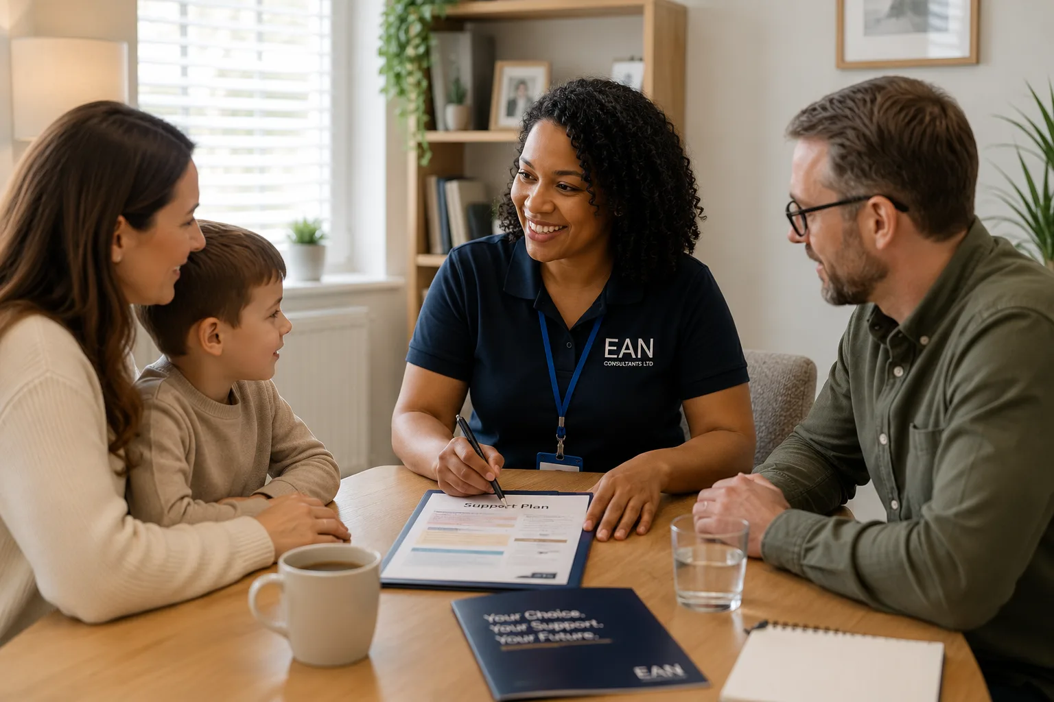 An adviser supporting a family with their care plan